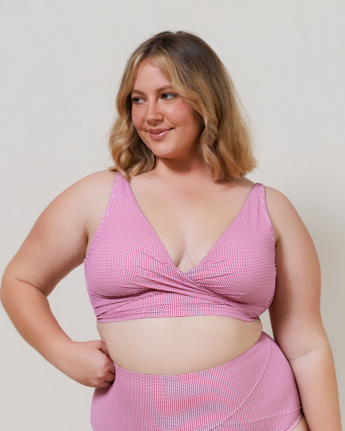 Serena Swim Top - Ruby Gingham - The Milk Boutique