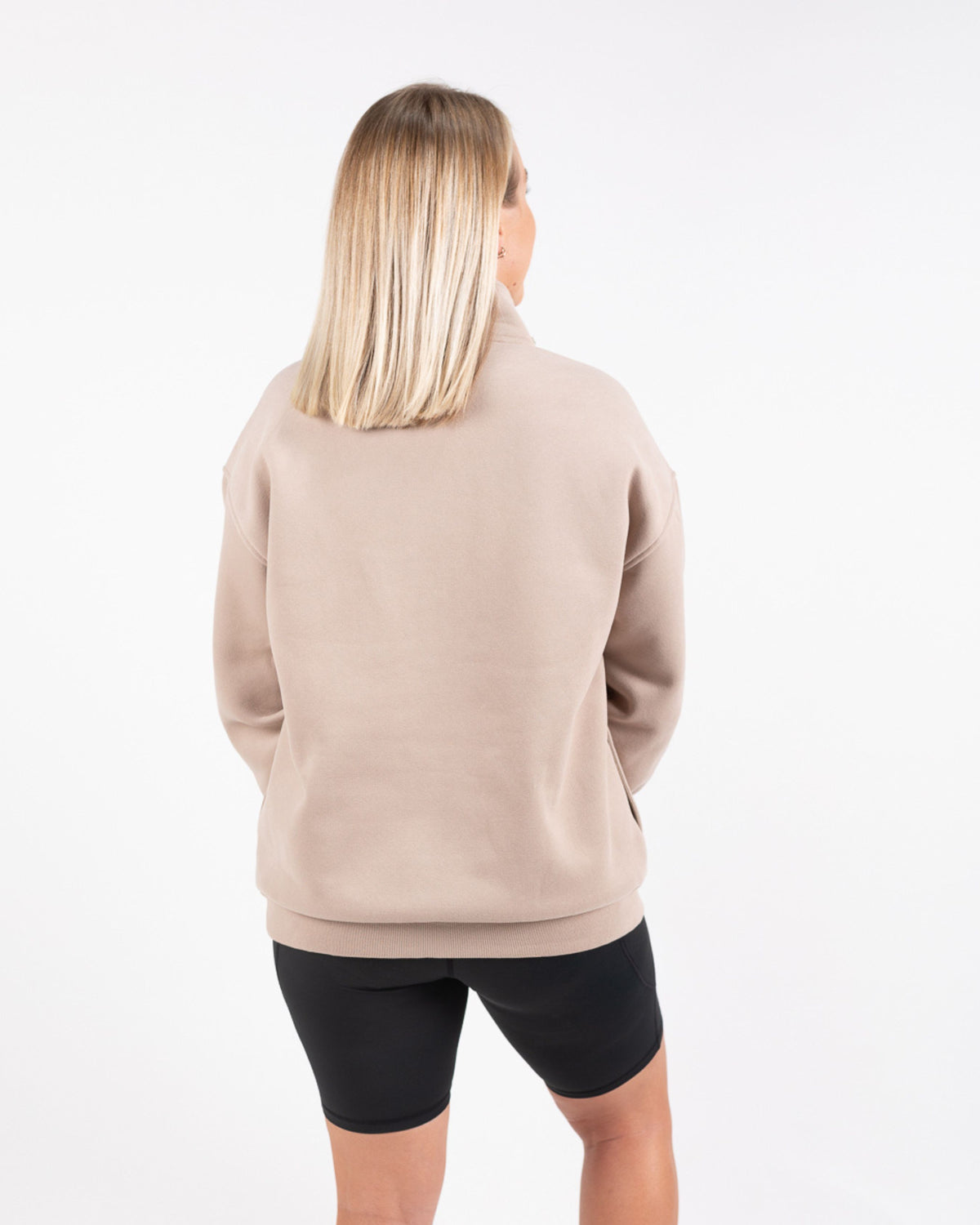 Loretta Vertical Zip Sweater (Brown Beige) - The Milk Boutique