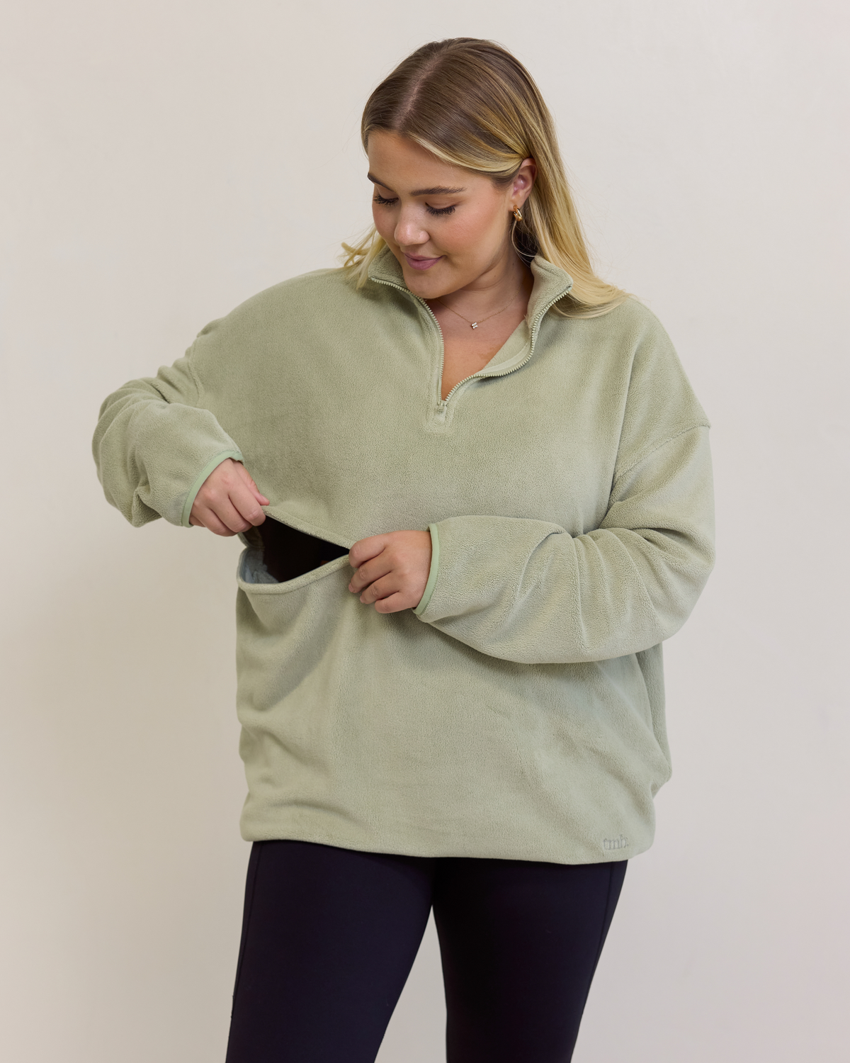 Piper Light Fleece Zip Sweater (Green) - The Milk Boutique