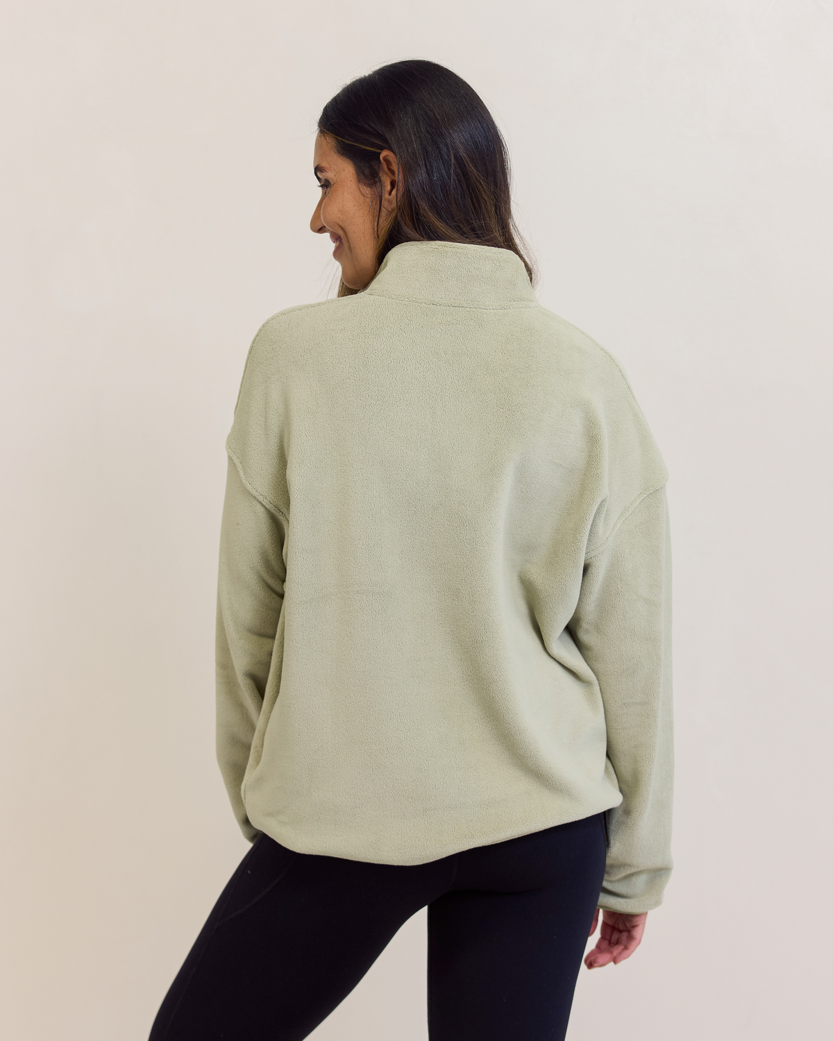Piper Light Fleece Zip Sweater (Green) - The Milk Boutique