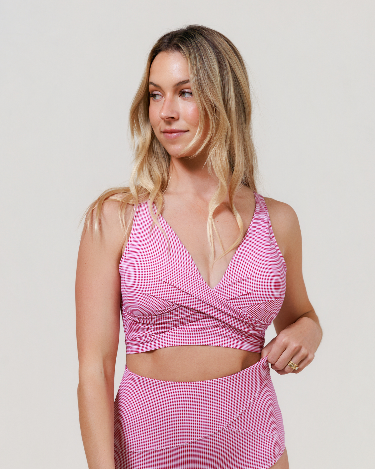 Serena Swim Top - Ruby Gingham - The Milk Boutique