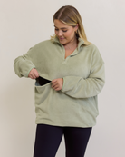 Piper Light Fleece Zip Sweater (Green) - The Milk Boutique