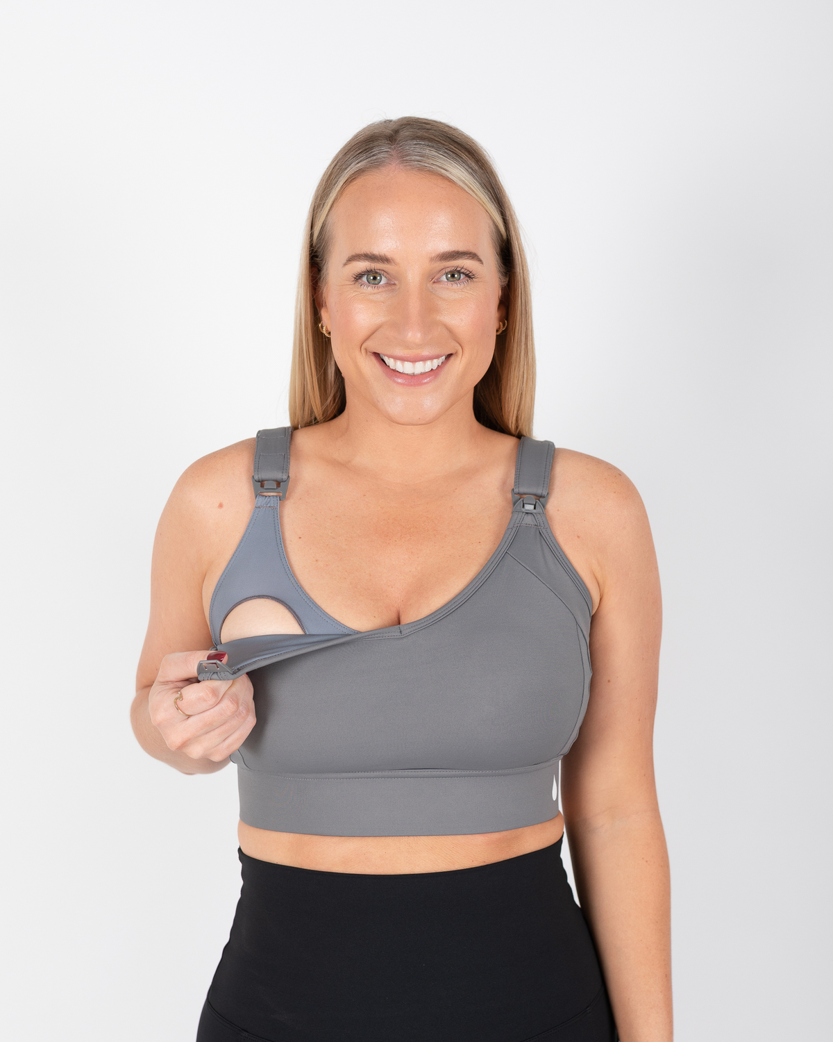 Tempo High Impact Breastfeeding Crop - Charcoal - The Milk Boutique