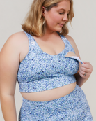 Cadence High Impact Crop - Blue Floral Haze - The Milk Boutique