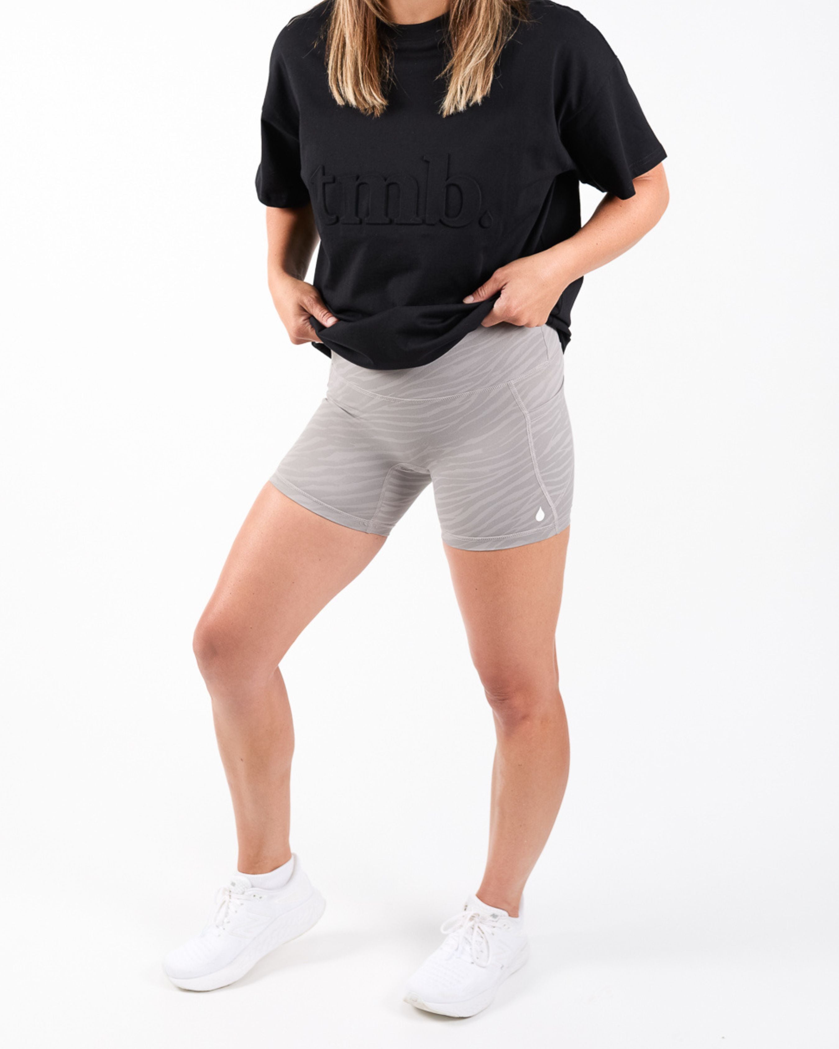 Zebra Mid Length Shorts Grey The Milk Boutique