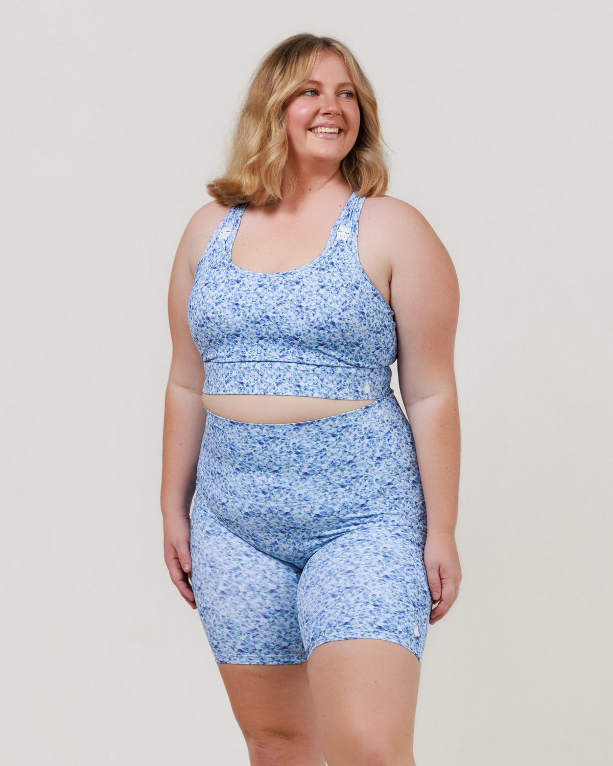Cadence High Impact Crop - Blue Floral Haze - The Milk Boutique
