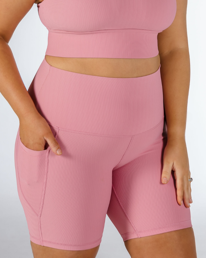 Ribbed Bike Shorts Dusty Pink The Milk Boutique